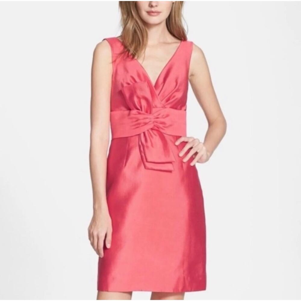 Kate Spade Mina All That Glitters Size 2 Pink Silk Front Bow Mini Sheath Dress